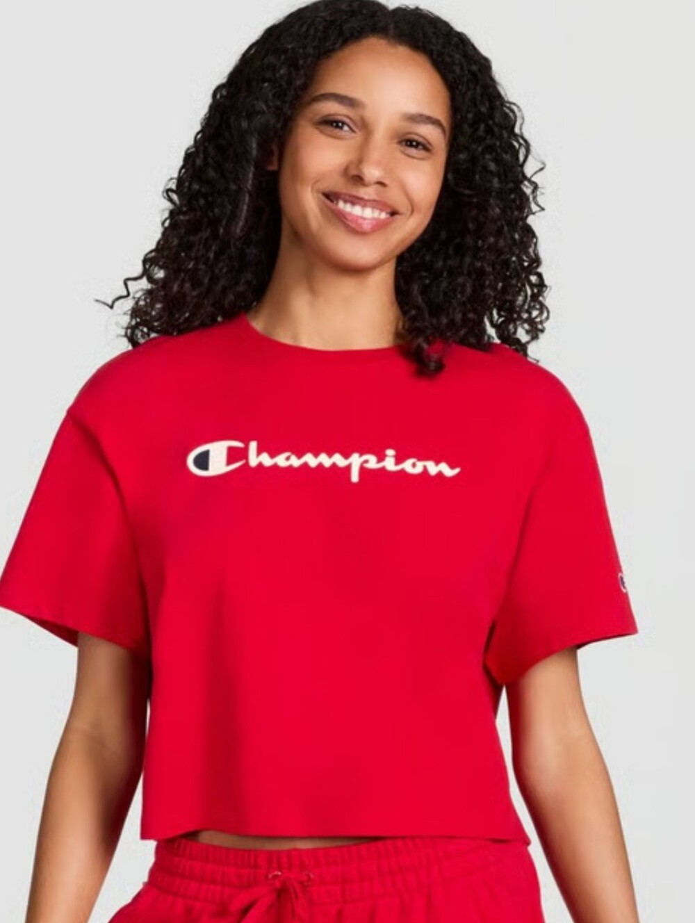 Champion Classic Script Logo Cropped T-Shirt Red Women's XS NWT